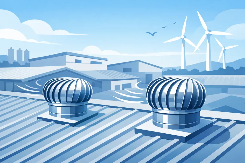 Wind Turbine Ventilator for Warehouse Roofs